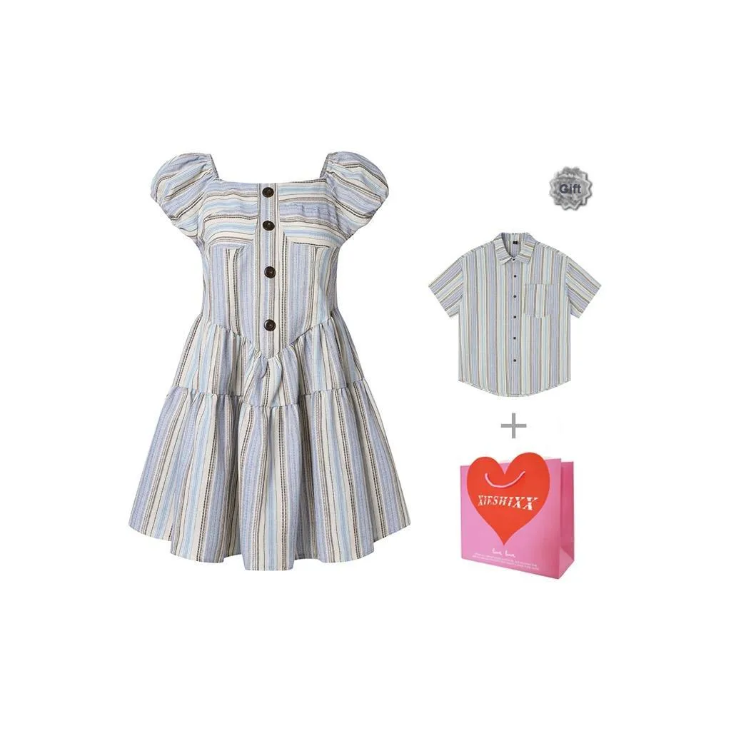XIESHIXX Short Sleeved Dress Women's Gray