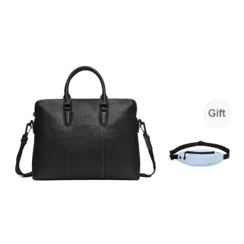 PIERRE CARDIN Top Grain Cow Leather Large Capacity Portable Crossbody Bag Tubas Men's Black