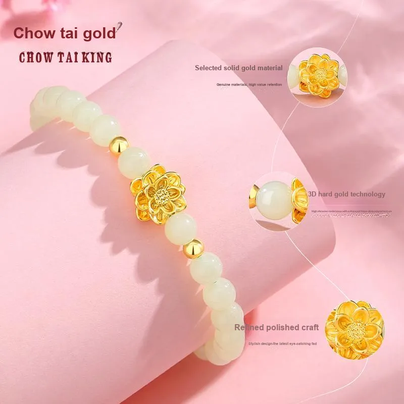 CHOW TAI KING Hetian Jade Bracelets Pale Greenish White Jade Women's-1
