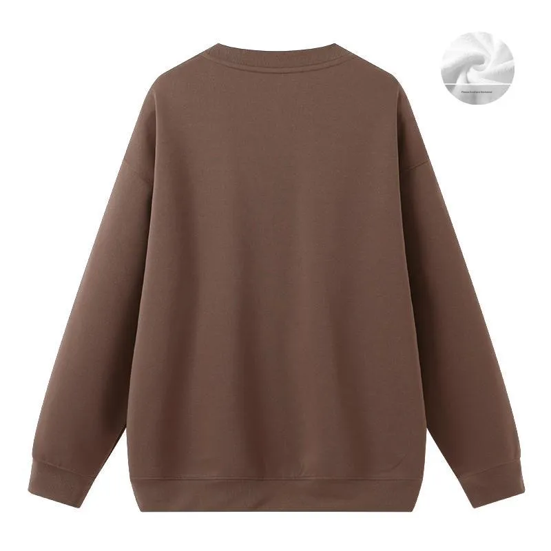 Anyveiw Crew Neck Thickened Pullover Long Sleeved Sweatshirt Unisex-26