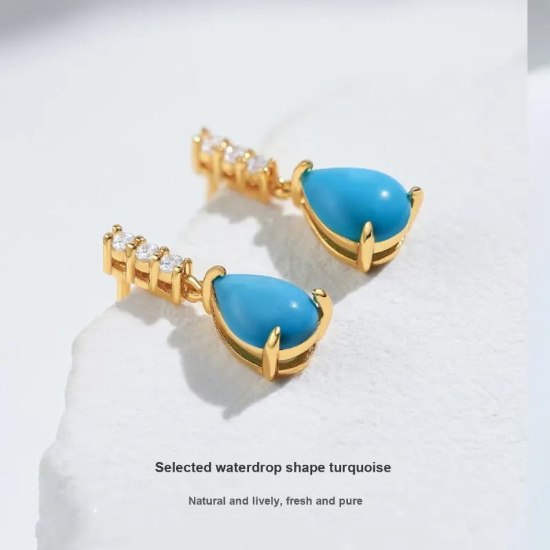 ME LUXE Turquoise Stud Earrings, Fashionable And Elegant Jade Earring Women's-2
