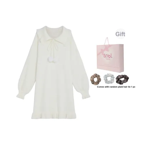 SNBL Длинный рукав Юбка Свободный крой Осенний и Зимний Женская Белая