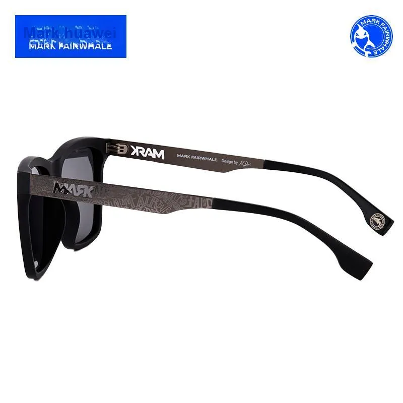 FAIRWHALE Alloy TR90 Square Sunglasses Men's Black Frame Stainless Steel Temples-2