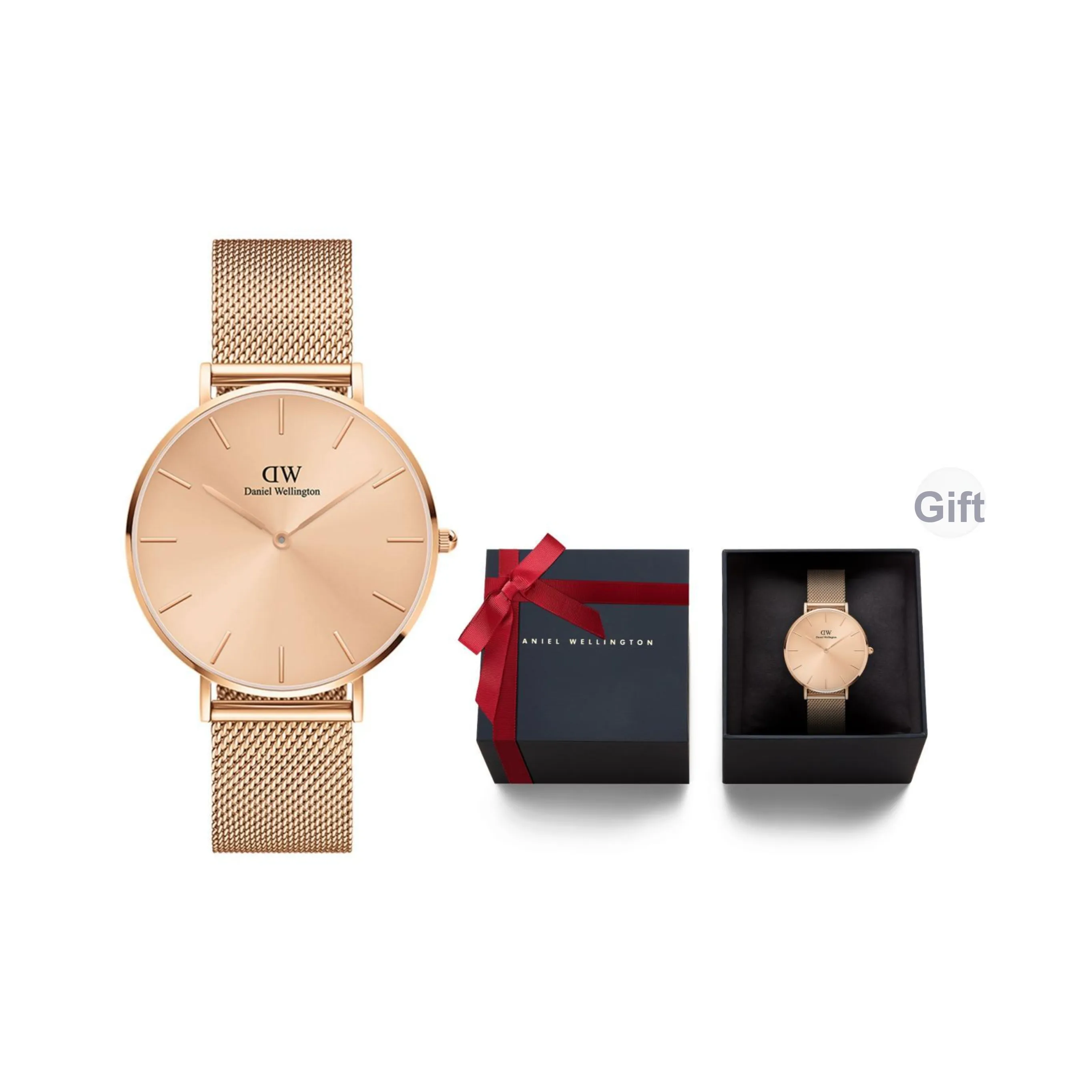 Daniel Wellington PETITE Collection Мужские часы Кварцевый механизм Ремешок из нержавеющей стали Золотой циферблат