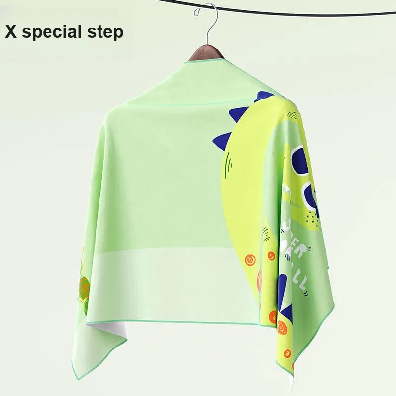 XTEP Ink Mirror Long-Necked Dragon Cartoon Bath Towel Quick Dry Absorbent Polyester Kids'-1