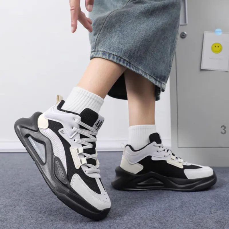 361° Jincheng Anti Slip Wear Resistant Mid Top Skateboard Shoes Women's Black Gray-2