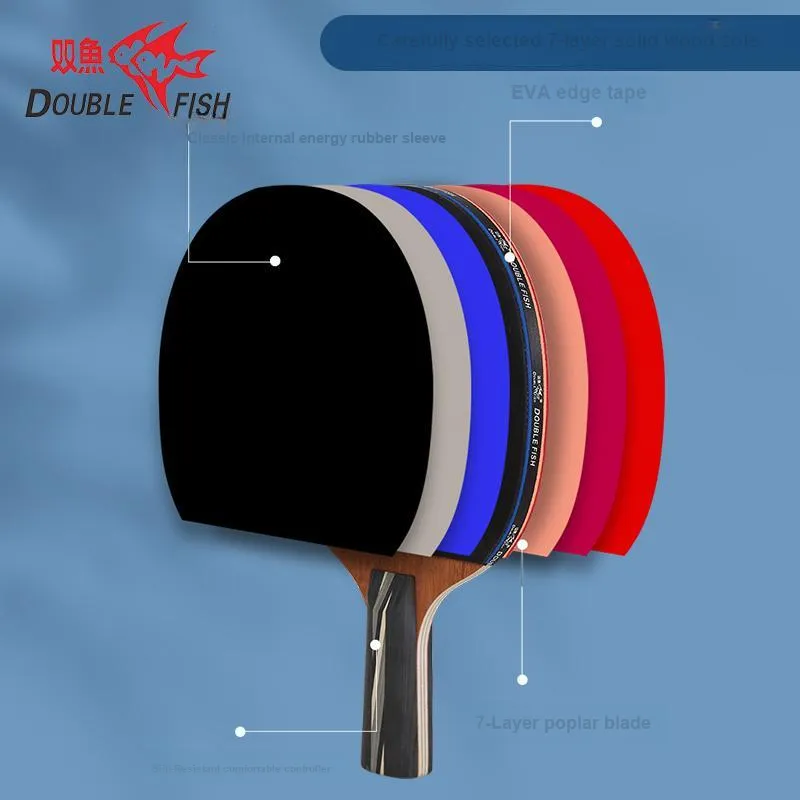 DOUBLEFISH Ping Pong Paddles Unisex All Wood Black Red-9