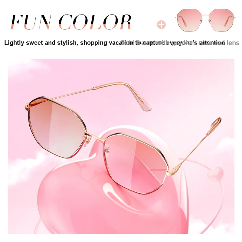 PARZIN Irregular Shape Sunglasses Women's Refined Metal Frame With Multicolor Lens 8257-3