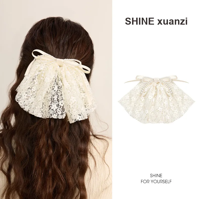 SHINE Fabric, Shell Pearl Hair Clips Women's-6
