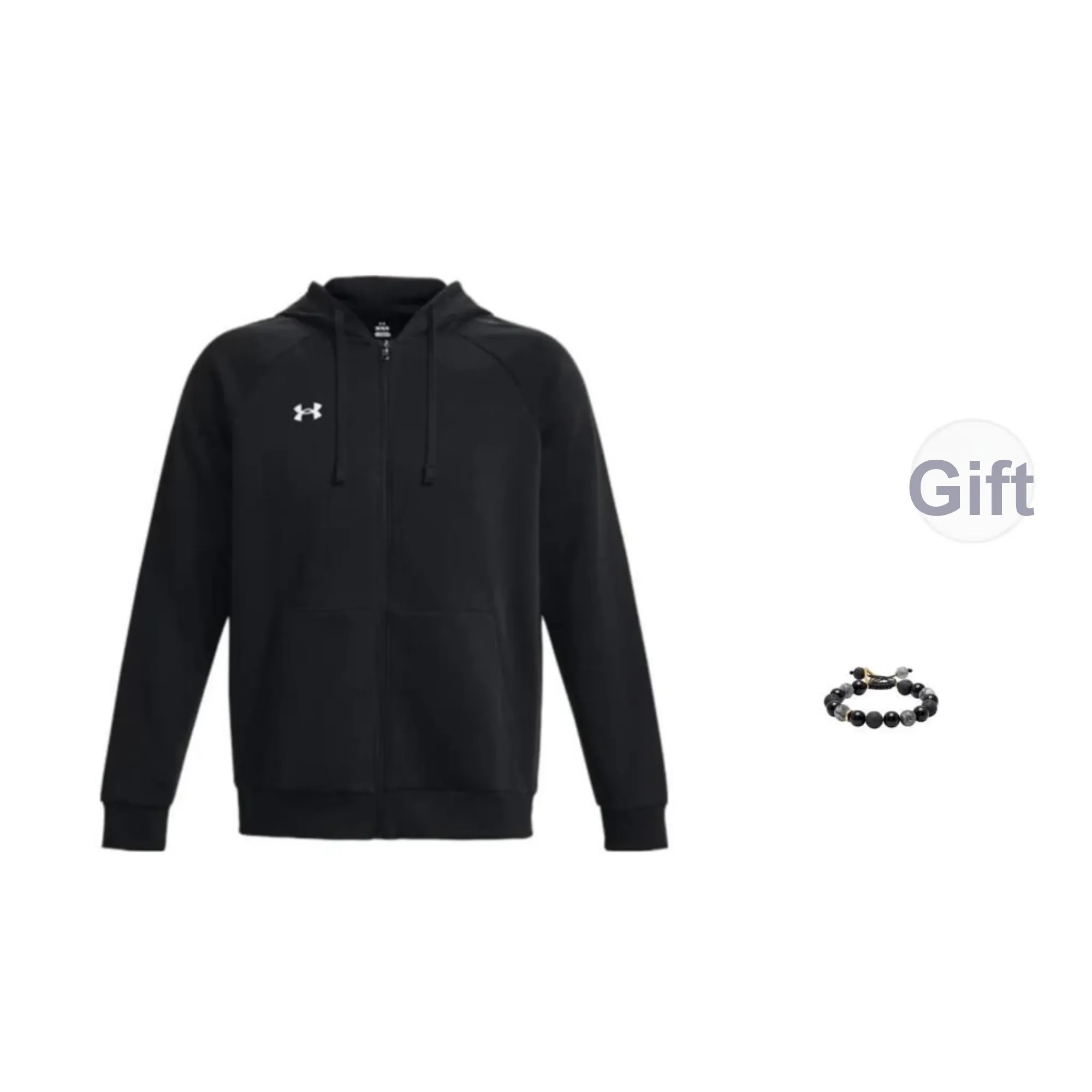 Under Armour Water Resistant Windbreaker Jacket Men's Black Comes With Rock Bracelets