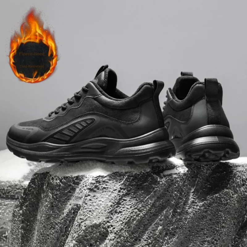 RED DRAGONFLY Platform Shoes Lightweight And Breathable Mid Top Casual Shoes Men's Black-6