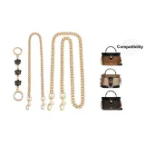 [Black Camellia Set of 3]Extender Chain 15cm+Decorative Chain 45cm+Crossbody Chain 90cm