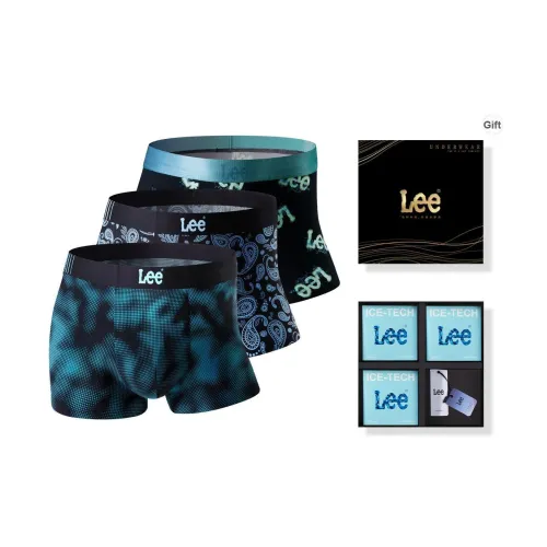 Ли совместный бренд модель Коробка 3 шт Зеленый с принтом + Синий с принтом + Градиент с буквой Мужские боксеры