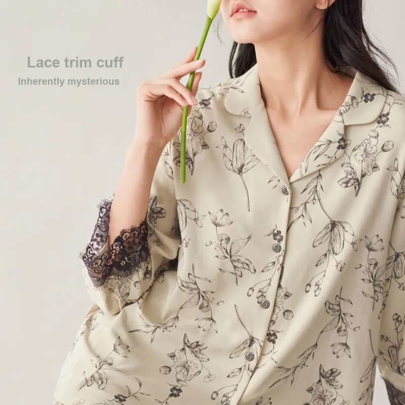 Aannsfam Pajama Set Women's Cream Apricot Yellow-2