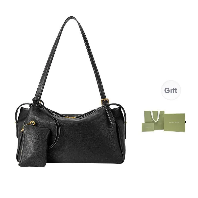 VANESSA HOGAN Cow Leather Shoulder Bag Large Size Women's Cocoa Red/Brown/Obsidian Black-7