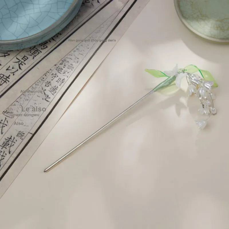 AGOVSKI Hairpins Women's Butterfly Lily Of The Valley Tassel Hairpin-2