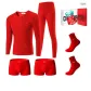 Thickened and Fleece-Lined/Red 6 Pcs Set (1 Crew Neck Long-Sleeved, 1 Pants, 2 Underpants, 2 Socks) with Premium Box