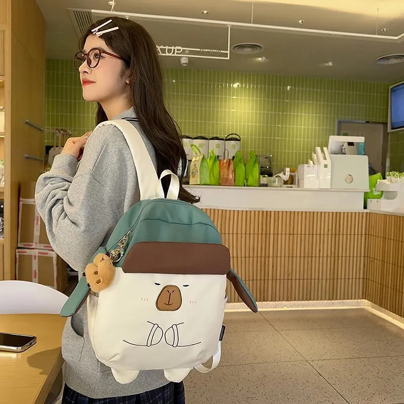 MOM'S HELPER Nylon Backpack Large Size Women's White/Pink/Khaki-1