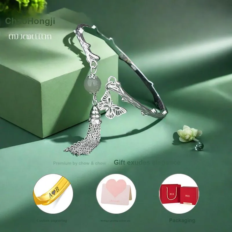 CHAOHONGJI 990 Silver Bangles Women's-2