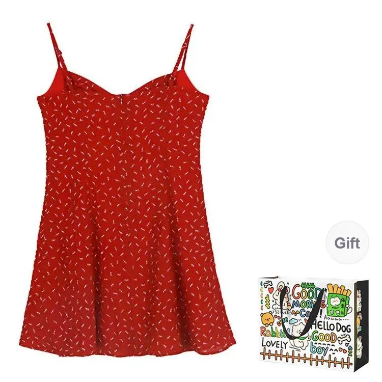 DEDY Slip Dresses Women's Red-1