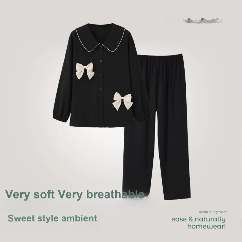 Aannsfam Pajama Set Women's Basic Black-3
