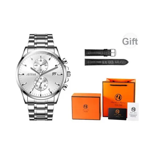 AIYISHI Кварцевый механизм ремешок из нержавеющей стали черный циферблат мужские часы