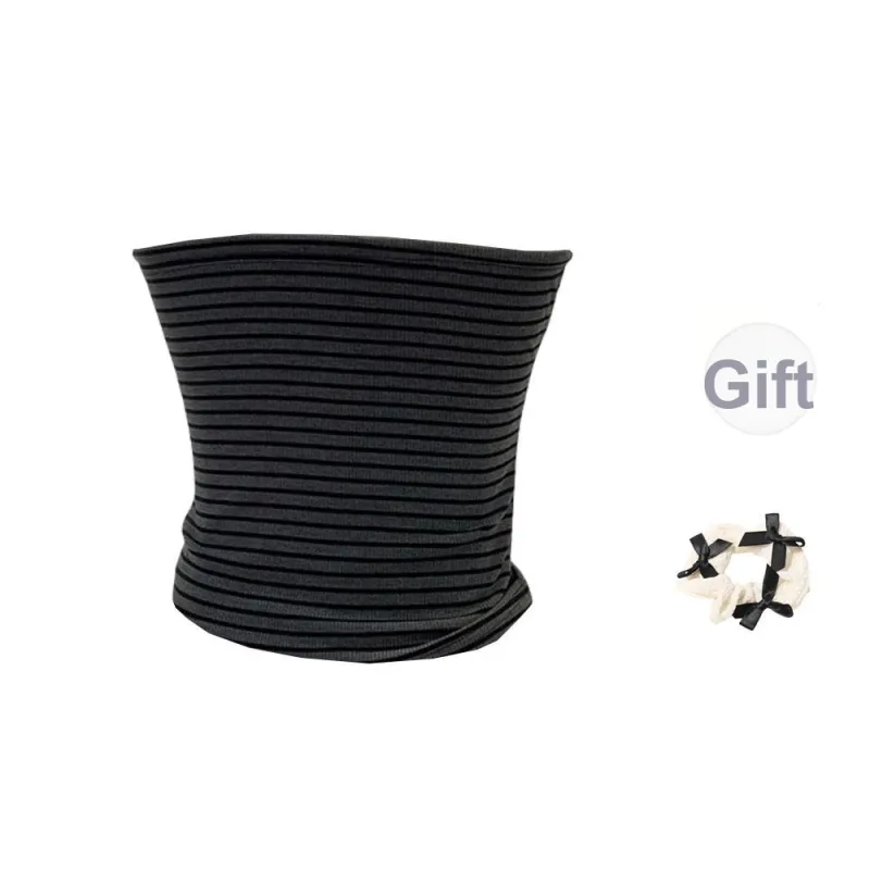 CPAURA Strapless Tops Women's Striped Strapless Top+Bowknot Hair Tie Comes With-1