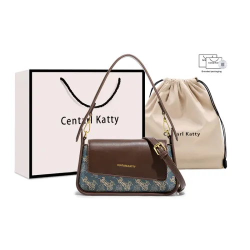 CentarlKatty Polyurethane Shoulder Bag Regular Women's Carriage Blue & Coffee