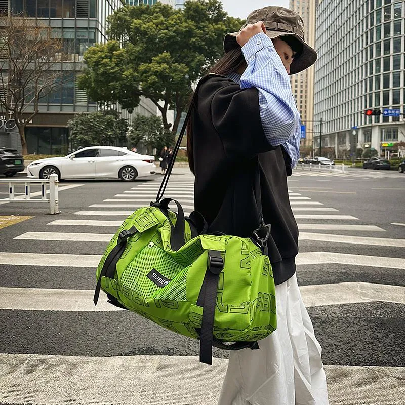 Moonshine Nylon Travel Bag Unisex Black/Ecru/Green/Yellow/Purple-7