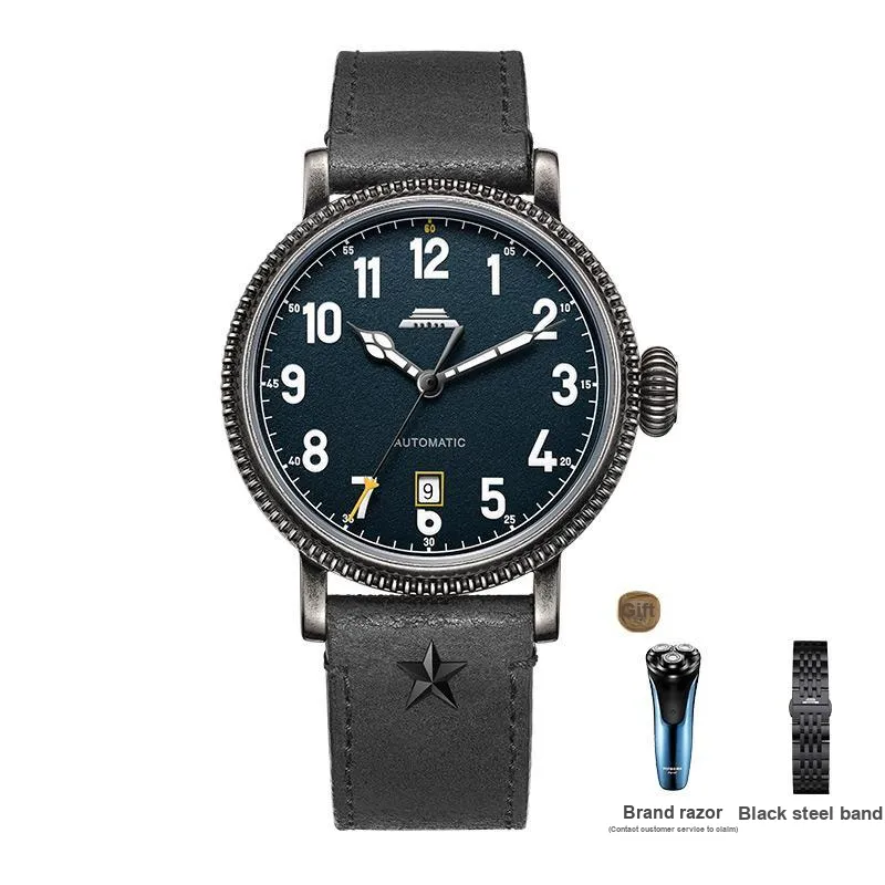 Beijing Fork Series Automatic Mechanical Movement Genuine Leather Strap Watch Men's Watches Gray Dial-1