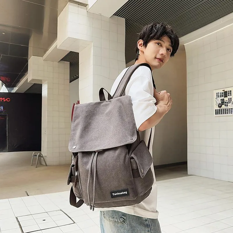 HCXK Canvas Backpack Unisex Black/Ecru/Khaki-15
