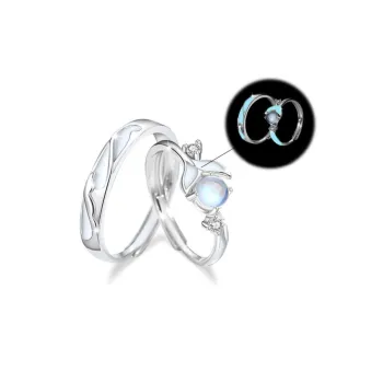 DVNRR S925 Silver Rings Unisex Gift Box Set Anniversary Gift For The Object Of Your Affection