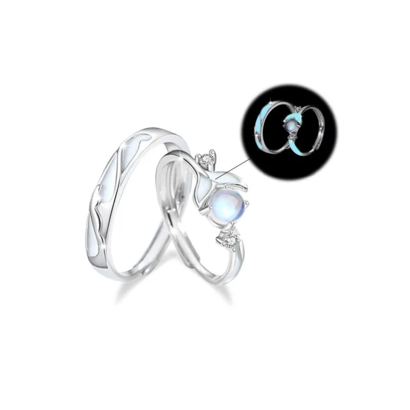DVNRR S925 Silver Rings Unisex Gift Box Set Anniversary Gift For The Object Of Your Affection-0