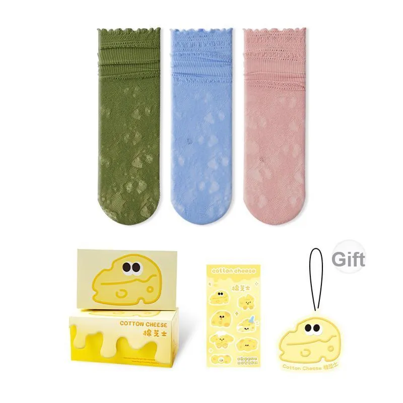 COTTON CHEESE Mid Calf Socks Women's Box 3 Pack-6