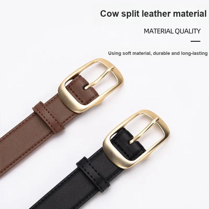 Warrior Minimalist Style Pin Buckle With Denim Belt In Casual Cinched Waist Genuine Leather Leather Belts Women's 2.8cm-2