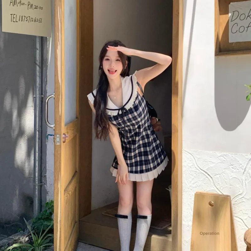 YGPRW Sleeveless Dresses Women's Plaid-7
