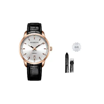 ROSSINI Enlightenment Collection Automatic Mechanical Movement Genuine Leather Strap Watch Unisex Silver Dial