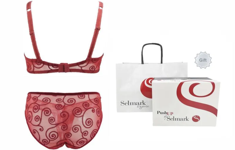 Selmark Underwear Set Women's Gift Box Set Burgundy-1