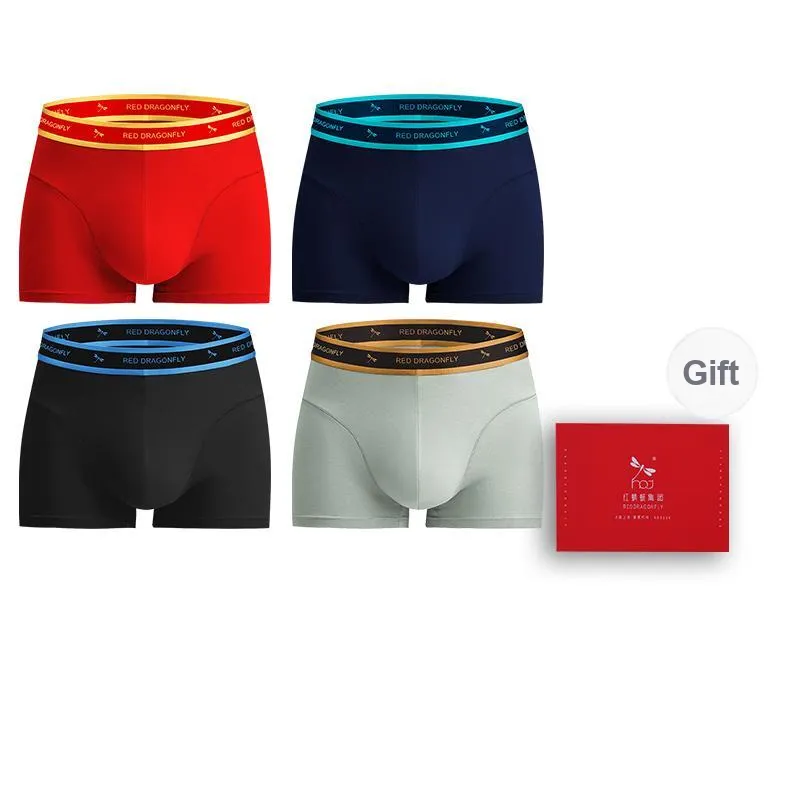 RED DRAGONFLY Cotton Panties Men's 4 Piece Gift Box Sets-8
