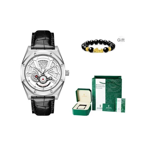 RENOVO Кварцевый механизм натуральная кожа ремешок мужские часы многоцветный циферблат