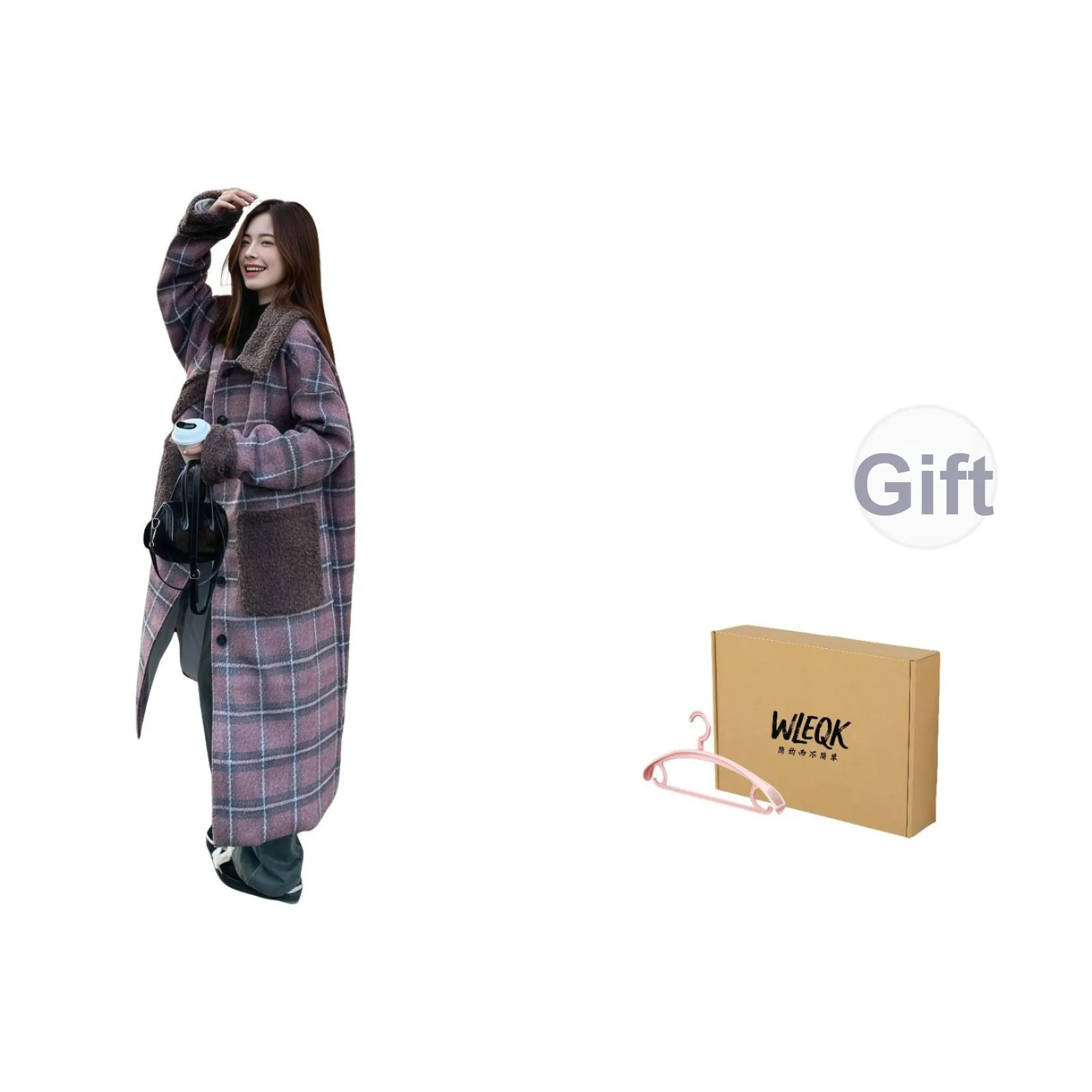 WLEQK Фиолетовое Женское Пальто