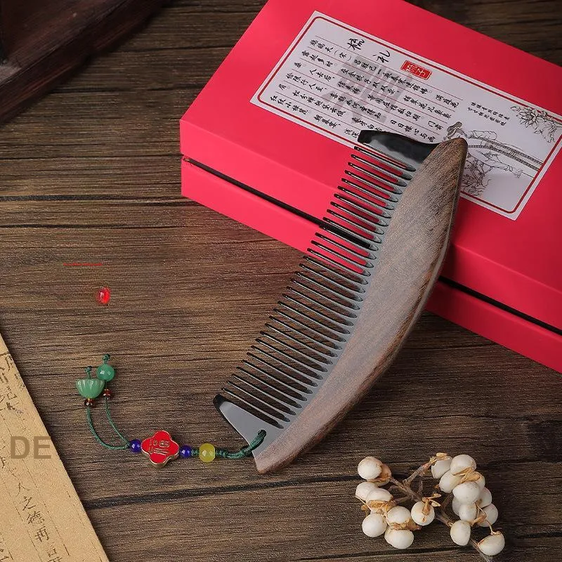 XIBI Sandalwood Horn Massage Comb Gift Box Set Dovetail Structure-2