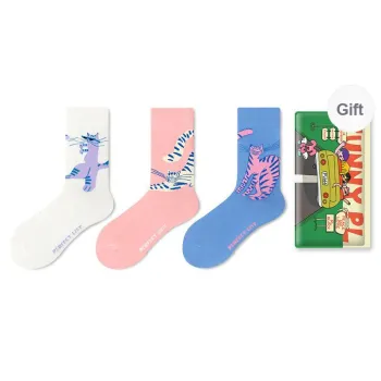 PL Mid Calf Socks Unisex Shopping Bag 3 Pack Mixed Color