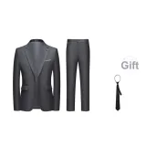 Gray Two-Piece Set with Tie