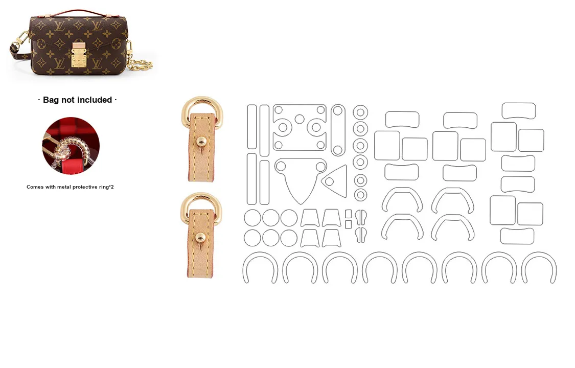 Luxury Care Artisan Workshop Bag Accessories Vegetable Tanned Leather Abrasion Resistant Buckle 1 Pair+Metal Protective Film *2 Set
