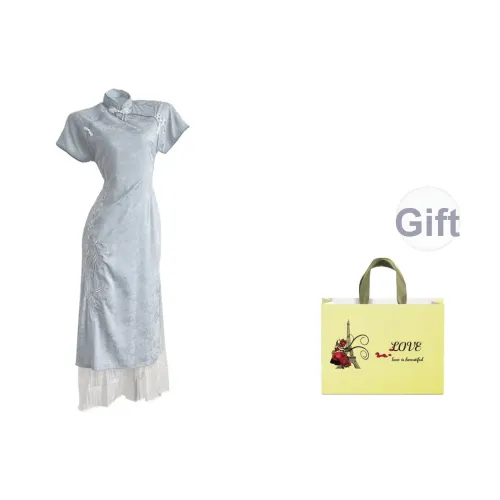 COHX Короткий рукав Платье Женское Синее