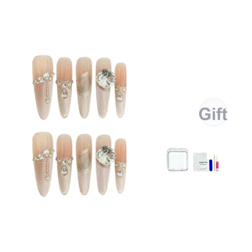 JINGCHANXUE Fanhua Awakening Шелк Ромб Handcrafted False Nail Длинный Роскошь Градиентный Кошачий глаз 20 мм