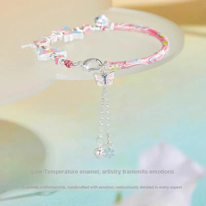 TUTAE 999 Fine Silver Sterling Silver Bracelets Women's Pink-12