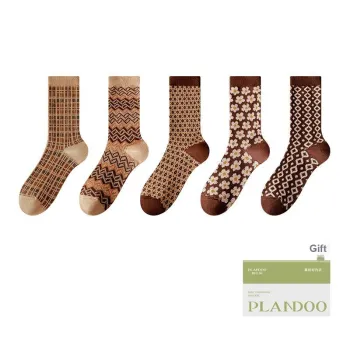 PLANDOO Mid Calf Socks Women's Shopping Bag 5 Pack