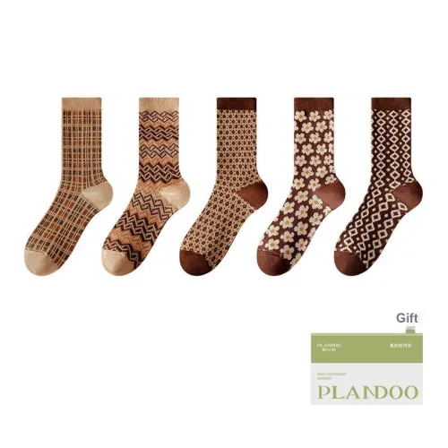 PLANDOO Mid Calf Socks Women's Shopping Bag 5 Pack
